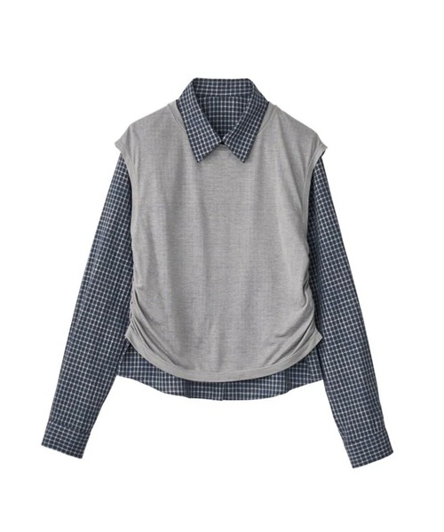 Knuth Marf（クヌースマーフ）の「2-piece layered compact shirt/bluecharcoal（Tシャツ/カットソー・レディース・ネイビー/ブルー・FREE）」の19枚目の写真
