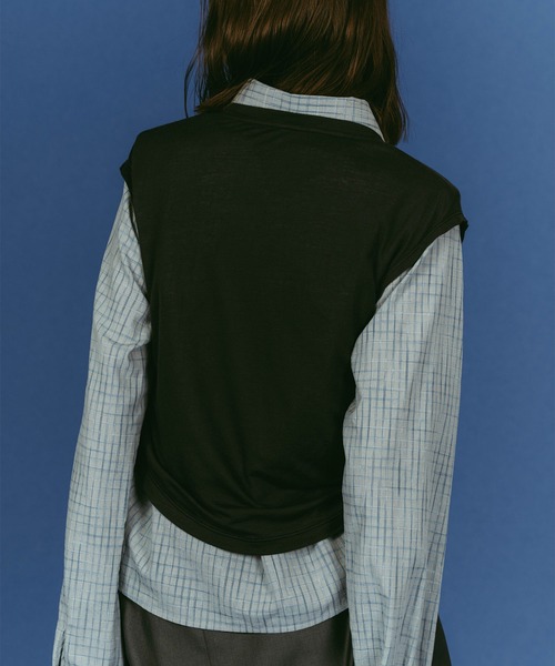Knuth Marf（クヌースマーフ）の「2-piece layered compact shirt/bluecharcoal（Tシャツ/カットソー・レディース・ネイビー/ブルー・FREE）」の16枚目の写真