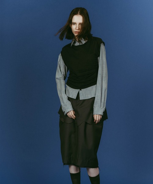 Knuth Marf（クヌースマーフ）の「2-piece layered compact shirt/bluecharcoal（Tシャツ/カットソー・レディース・ネイビー/ブルー・FREE）」の17枚目の写真