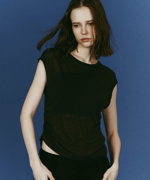 Knuth Marf（クヌースマーフ）の「2-piece layered compact shirt/bluecharcoal（Tシャツ/カットソー・レディース・ネイビー/ブルー・FREE）」の12枚目の写真