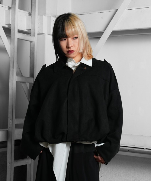 Ruze(ルゼ)の「Suede touch cropped balloon jacket /スエード タッチ クロップド バルーン ジャケット(ブルゾン・メンズ・ブラック・FREE)」の4枚目の写真