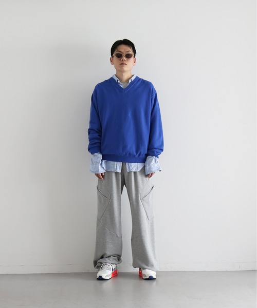 crepuscule(クレプスキュール)の「【EXCLUSIVE】crepuscule Co/ra moss stitch p/o(ニット/セーター・メンズ・ヘザーグレー/グレー系その他/ブルー・2/1)」の3枚目の写真