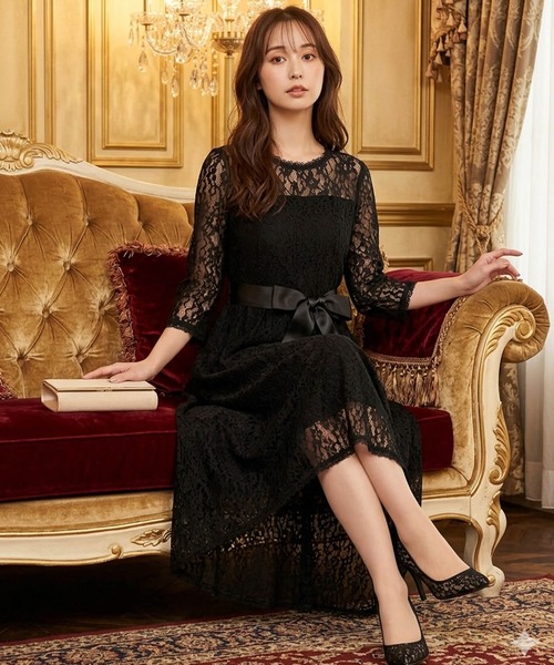 Cinderella(シンデレラ)の「ドレス パーティードレス ワンピース ロングワンピース パーティードレス ドレス ロングドレス 結婚式 オケージョンドレス フォーマル フィッシュテール レース リボン お呼ばれ 謝恩会 披露宴 発表会 二次会 成人式 同窓会 食事会 きれいめ 上品 かわいい おしゃれ 大人 ゆったり 大きいサイズ 20代 30代 40代 アシンメトリー ブラック 黒 グリーン 緑 ネイビー 紺(ドレス・レディース・ブラック/ネイビー/グリーン・X-LARGE/SMALL/FREE/XX-LARGE/LARGE)」の8枚目の写真