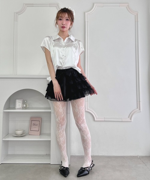 Loueme(ルエム)の「リボンフリルレイヤードミニスカート(スカート・レディース・ホワイト/ブラック・FREE)」の8枚目の写真