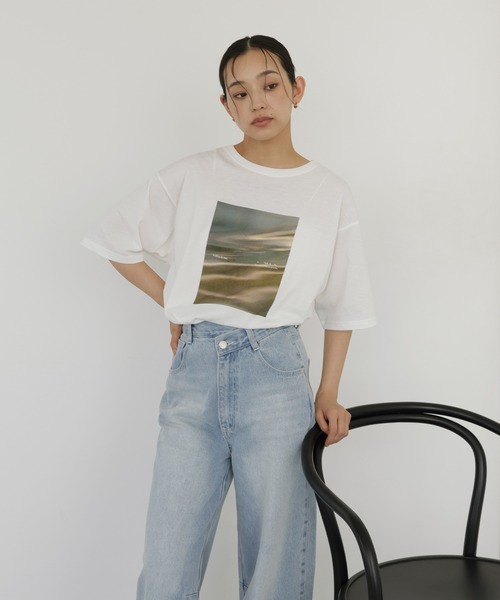 hellam(へラム)の「【接触冷感・UVカット】マーブルフォトTシャツ(Tシャツ/カットソー・レディース・ホワイト系2/ホワイト系1/ホワイト系3・FREE)」の8枚目の写真