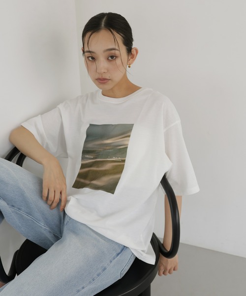 hellam(へラム)の「【接触冷感・UVカット】マーブルフォトTシャツ(Tシャツ/カットソー・レディース・ホワイト系2/ホワイト系1/ホワイト系3・FREE)」の9枚目の写真