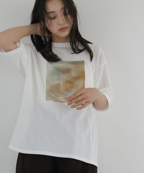 hellam(へラム)の「【接触冷感・UVカット】マーブルフォトTシャツ(Tシャツ/カットソー・レディース・ホワイト系2/ホワイト系1/ホワイト系3・FREE)」の16枚目の写真