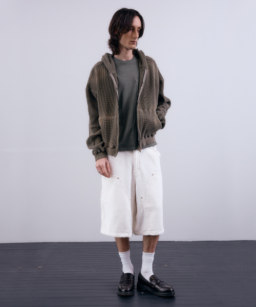 NUAKLE(ヌアクル)の「(m) ワッフルフェードジップアップフードパーカー_カーキ(パーカー・メンズ・その他・1/2)」の5枚目の写真