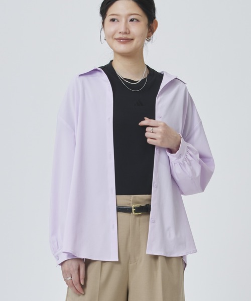 adidas(アディダス)の「【adidas×アルペン限定モデル】アディダス adidasアルペン シアー 長袖シャツ(シャツ/ブラウス・レディース・オフホワイト/ラベンダー・S/M/L/XL)」の1枚目の写真