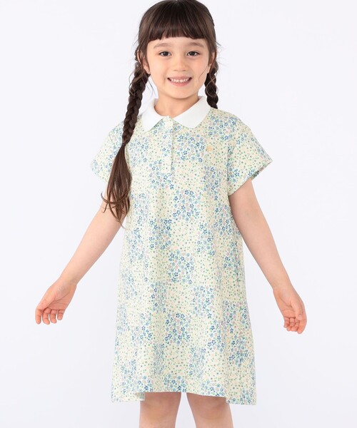 セール】SHIPS KIDS:100～130cm / フラワー ポロシャツ ワンピース