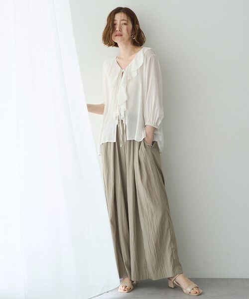 YECCA VECCA(イェッカヴェッカ)の「ラッフルリボンシアーブラウス(シャツ/ブラウス・レディース・ブラック/イエロー/オフホワイト・FREE)」の8枚目の写真