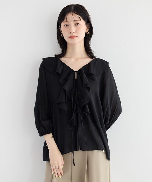 YECCA VECCA(イェッカヴェッカ)の「ラッフルリボンシアーブラウス(シャツ/ブラウス・レディース・ブラック/イエロー/オフホワイト・FREE)」の20枚目の写真