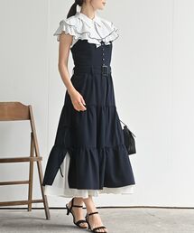 サイドリボンシフォンレイヤーティアードジャンスカ