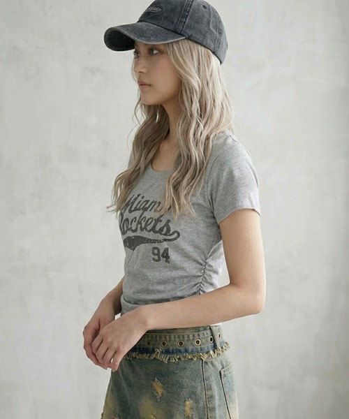 non-hedge（ノンヘッジ）の「サイドドロストロゴTシャツ（Tシャツ/カットソー・レディース・ネイビー/ワインレッド/グレー/オフホワイト・FREE）」の20枚目の写真