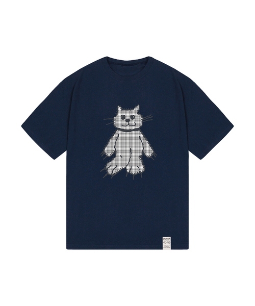 GRAVER（グレーバー）の「[ユニセックス]チェックキャットTシャツ_4カラー（Tシャツ/カットソー・レディース・ホワイト/ライトグレー/ブラック/ネイビー・SMALL/MEDIUM/LARGE）」の4枚目の写真