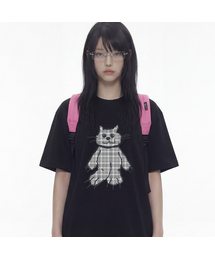 [ユニセックス]チェックキャットTシャツ_4カラー