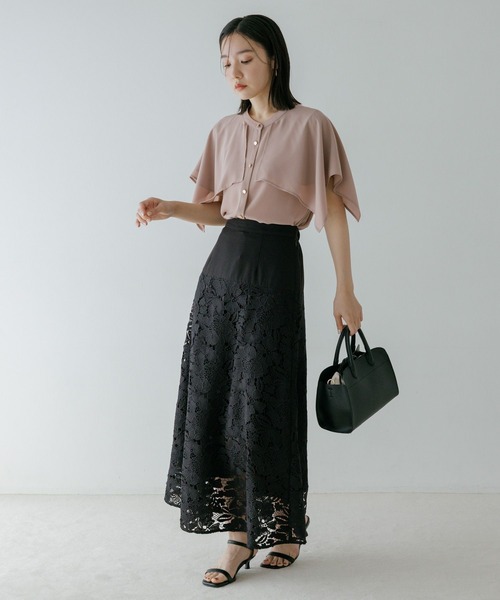 Andemiu（アンデミュウ）の「クラフトレーススカート657276（スカート・レディース・オフホワイト/ブラック・SMALL/MEDIUM）」の3枚目の写真