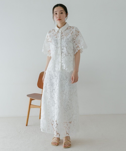 Andemiu（アンデミュウ）の「クラフトレーススカート657276（スカート・レディース・オフホワイト/ブラック・SMALL/MEDIUM）」の9枚目の写真