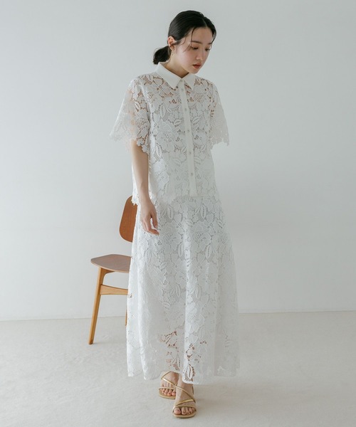 Andemiu（アンデミュウ）の「クラフトレーススカート657276（スカート・レディース・オフホワイト/ブラック・SMALL/MEDIUM）」の10枚目の写真