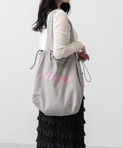 welleg(ウェレッグ)の「巾着 ロゴ刺繍 トートバッグ(トートバッグ・レディース・グリーン/パープル/ブラック/アイボリー/グレー・フリー)」の20枚目の写真