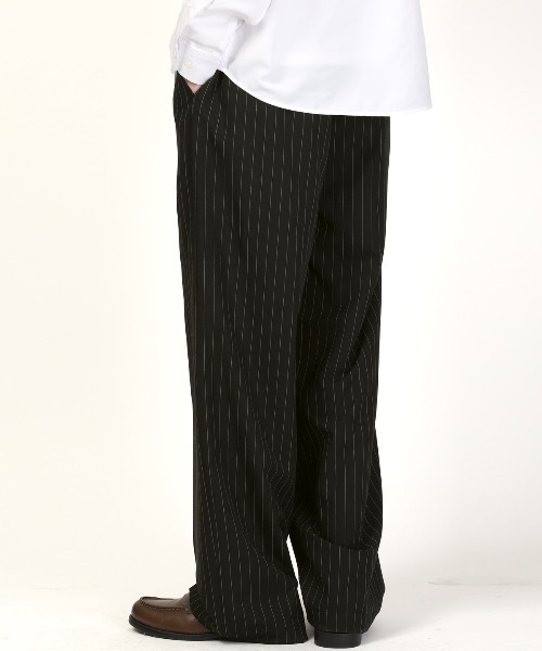 LUXSTYLE(ラグスタイル)の「ストライプ&チェックワイドパンツ(スラックス・メンズ・ブラウン/ブラック・L/M)」の8枚目の写真