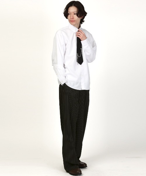LUXSTYLE(ラグスタイル)の「ストライプ&チェックワイドパンツ(スラックス・メンズ・ブラウン/ブラック・L/M)」の9枚目の写真