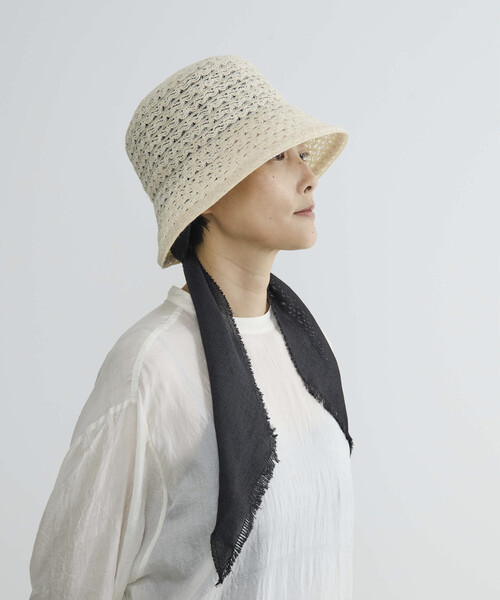 La Maison de Lyllis(メゾンドリリス)の「La Maison de Lyllis/ラ メゾン ド リリス CLOCHE SCARF / 2261029 / クロッシェ ハット スカーフ(ハット・レディース・ホワイト/ブラック・ONE SIZE)」の3枚目の写真