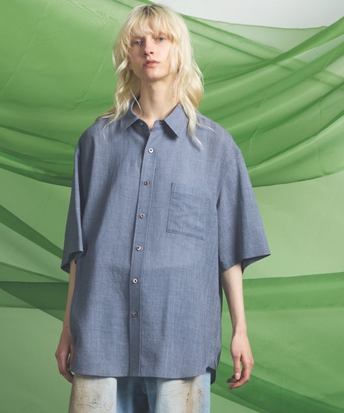 MAISON SPECIAL(メゾンスペシャル)の「《UNISEX》Triacetate Prime-Over Short Sleeve Shirt/トリアセテートプライムオーバーショートスリーブシャツ【MAISON SPECIAL/メゾンスペシャル】(シャツ/ブラウス・メンズ・チャコールグレー/ブルー/ブラック/グレイッシュベージュ・0/1/2)」の4枚目の写真