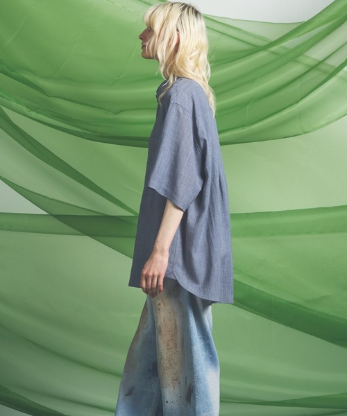 MAISON SPECIAL(メゾンスペシャル)の「《UNISEX》Triacetate Prime-Over Short Sleeve Shirt/トリアセテートプライムオーバーショートスリーブシャツ【MAISON SPECIAL/メゾンスペシャル】(シャツ/ブラウス・メンズ・チャコールグレー/ブルー/ブラック/グレイッシュベージュ・0/1/2)」の13枚目の写真