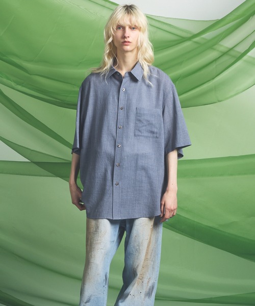 MAISON SPECIAL(メゾンスペシャル)の「《UNISEX》Triacetate Prime-Over Short Sleeve Shirt/トリアセテートプライムオーバーショートスリーブシャツ【MAISON SPECIAL/メゾンスペシャル】(シャツ/ブラウス・メンズ・チャコールグレー/ブルー/ブラック/グレイッシュベージュ・0/1/2)」の12枚目の写真