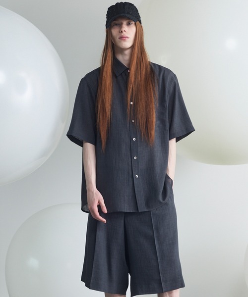 MAISON SPECIAL(メゾンスペシャル)の「《UNISEX》Triacetate Prime-Over Short Sleeve Shirt/トリアセテートプライムオーバーショートスリーブシャツ【MAISON SPECIAL/メゾンスペシャル】(シャツ/ブラウス・メンズ・チャコールグレー/ブルー/ブラック/グレイッシュベージュ・0/1/2)」の21枚目の写真