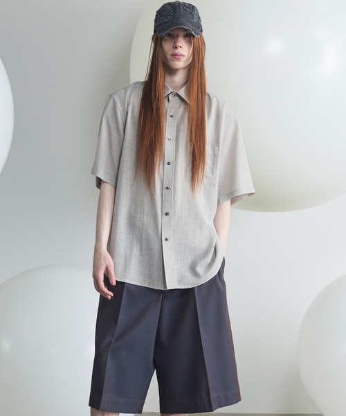 MAISON SPECIAL(メゾンスペシャル)の「《UNISEX》Triacetate Prime-Over Short Sleeve Shirt/トリアセテートプライムオーバーショートスリーブシャツ【MAISON SPECIAL/メゾンスペシャル】(シャツ/ブラウス・メンズ・チャコールグレー/ブルー/ブラック/グレイッシュベージュ・0/1/2)」の15枚目の写真