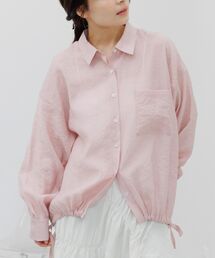 裾ドロストワイドシャツ
