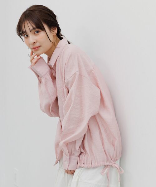 RETRO GIRL（レトロガール）の「裾ドロストワイドシャツ（シャツ/ブラウス・レディース・オフホワイト/ピンク・FREE）」の12枚目の写真