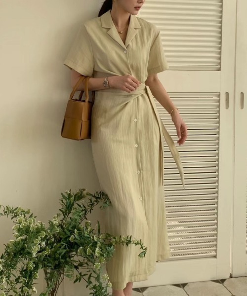FAVORITO(ファヴォリート)の「リボンシャツワンピース(シャツワンピース・レディース・ライトグリーン/ブラック・F)」の3枚目の写真