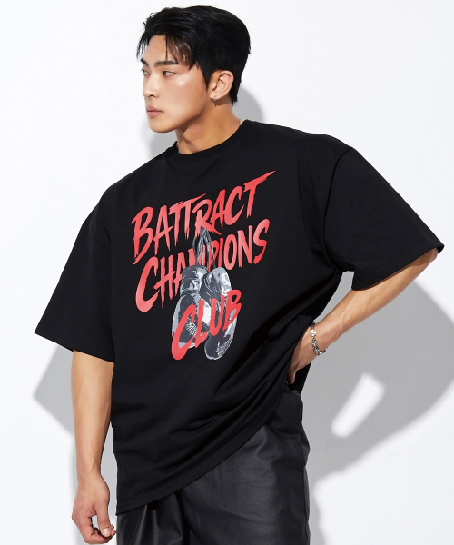 BATTRACT(バトラクト)の「チャンピオンズクラブボクシングオーバーサイズ半袖Tシャツ_ブラック(Tシャツ/カットソー・メンズ・ブラック・1/2)」の1枚目の写真