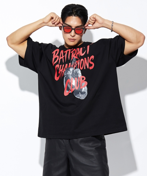 BATTRACT(バトラクト)の「チャンピオンズクラブボクシングオーバーサイズ半袖Tシャツ_ブラック(Tシャツ/カットソー・メンズ・ブラック・1/2)」の2枚目の写真