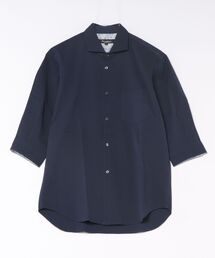 ナチュラルストレッチワッシャー七分袖ワイドカラーシャツ