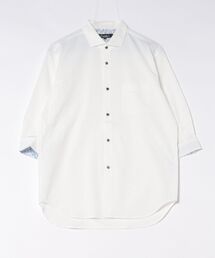 ナチュラルストレッチワッシャー七分袖ワイドカラーシャツ
