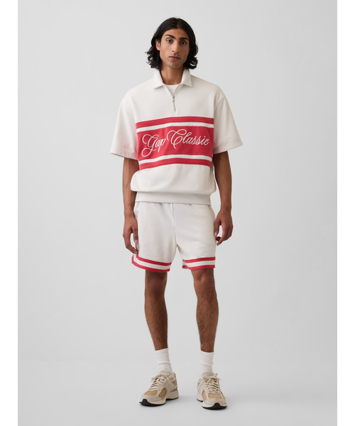 GAP(ギャップ)の「ヴィンテージソフト リラックスフィット ストライプ スウェットショートパンツ(スウェットパンツ・メンズ・オフホワイト/ネイビー/ピンク/グリーン・M/S/XL/L/XS)」の6枚目の写真