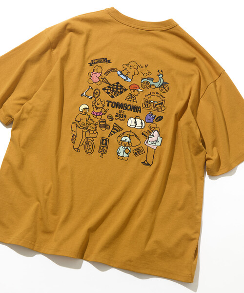 tombonia/トムボニア バックプリント クルーネック ポケットTシャツ