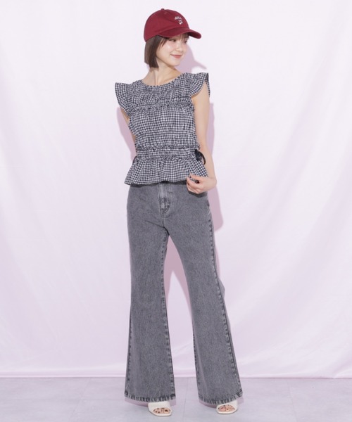 JILL by JILL STUART(ジルバイジルスチュアート)の「ピコレースセミフレアデニムパンツ(デニムパンツ・レディース・ブルー/グレー・MEDIUM/SMALL)」の7枚目の写真