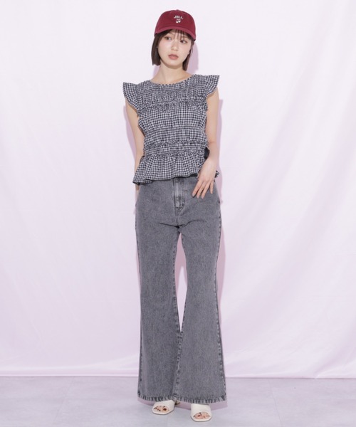 JILL by JILL STUART(ジルバイジルスチュアート)の「ピコレースセミフレアデニムパンツ(デニムパンツ・レディース・ブルー/グレー・MEDIUM/SMALL)」の9枚目の写真