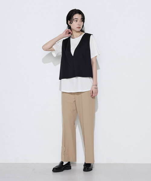 COMME CA(コムサ)の「スーピマコットンポンチセットTシャツ(Tシャツ/カットソー・レディース・チャコール/ブラック・11号/9号)」の4枚目の写真