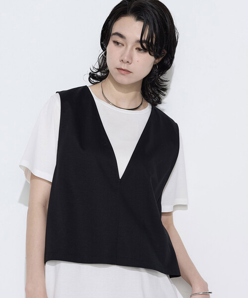 COMME CA(コムサ)の「スーピマコットンポンチセットTシャツ(Tシャツ/カットソー・レディース・チャコール/ブラック・11号/9号)」の5枚目の写真