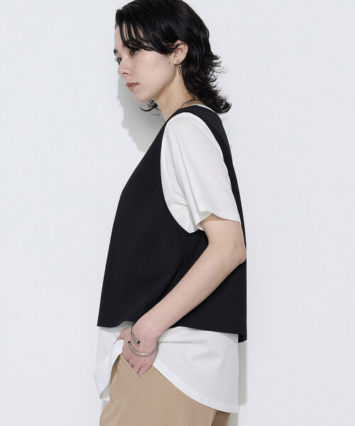 COMME CA(コムサ)の「スーピマコットンポンチセットTシャツ(Tシャツ/カットソー・レディース・チャコール/ブラック・11号/9号)」の6枚目の写真