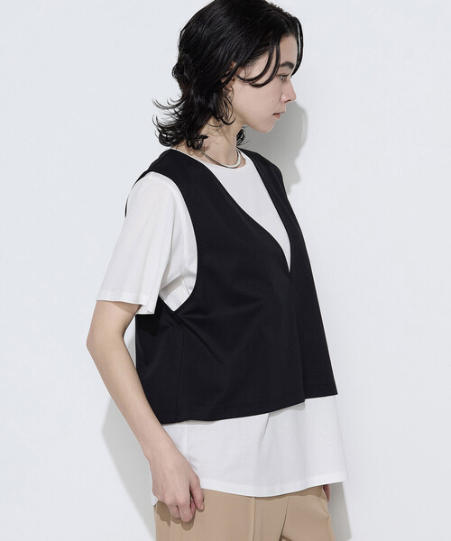 COMME CA(コムサ)の「スーピマコットンポンチセットTシャツ(Tシャツ/カットソー・レディース・チャコール/ブラック・11号/9号)」の9枚目の写真