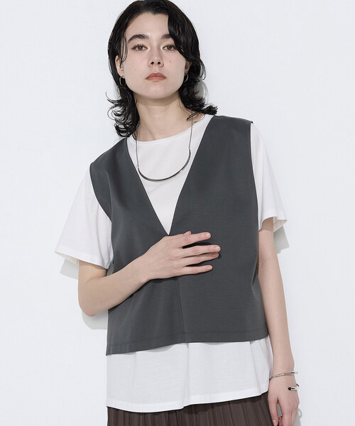 COMME CA(コムサ)の「スーピマコットンポンチセットTシャツ(Tシャツ/カットソー・レディース・チャコール/ブラック・11号/9号)」の13枚目の写真