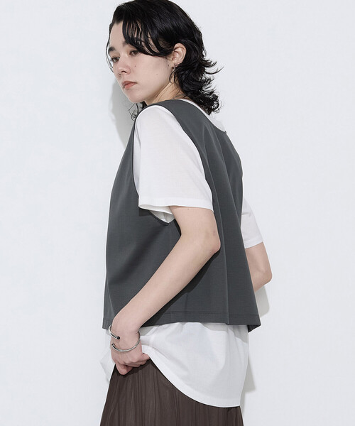 COMME CA(コムサ)の「スーピマコットンポンチセットTシャツ(Tシャツ/カットソー・レディース・チャコール/ブラック・11号/9号)」の14枚目の写真