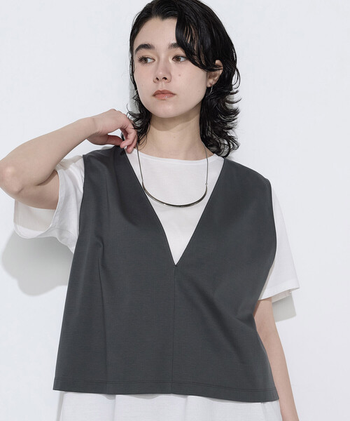 COMME CA(コムサ)の「スーピマコットンポンチセットTシャツ(Tシャツ/カットソー・レディース・チャコール/ブラック・11号/9号)」の17枚目の写真